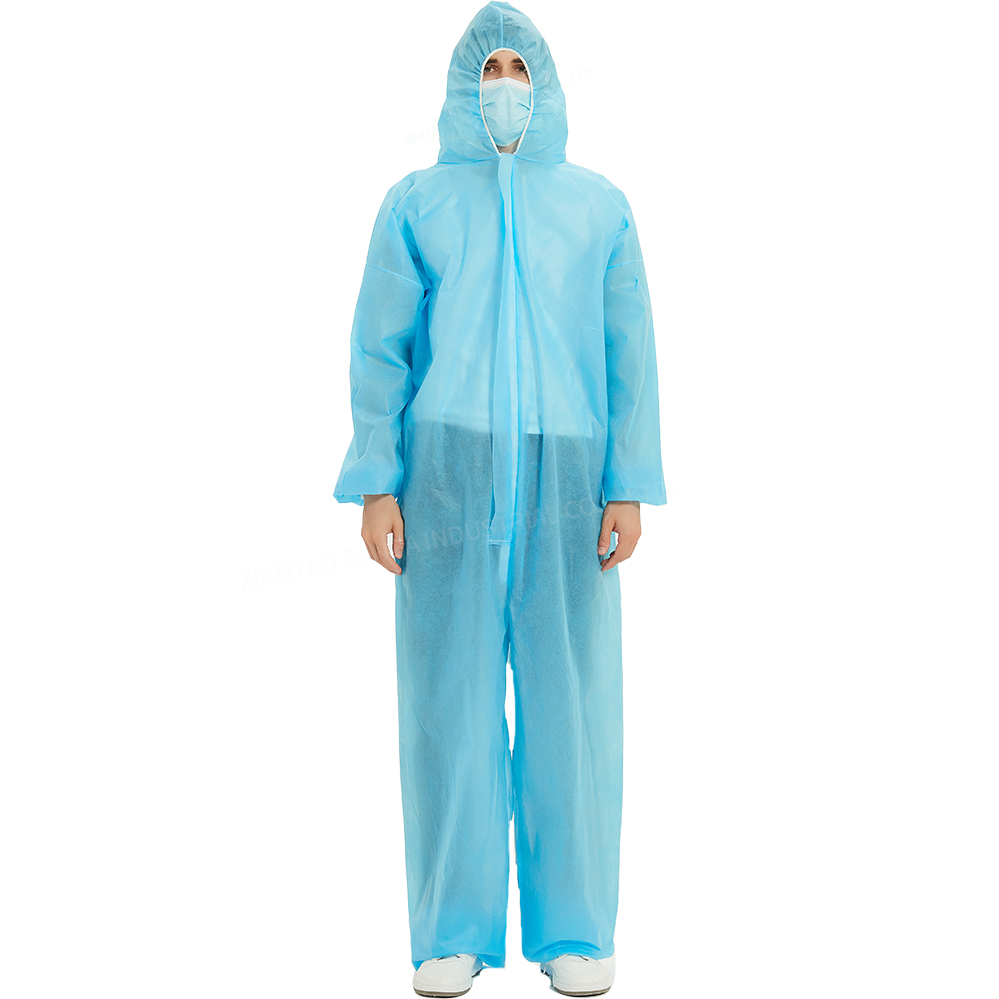  防護服 連帽不連腳 PP 雙重門襟 藍
